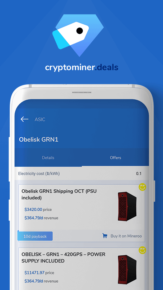 Cryptominer.deals android app screen